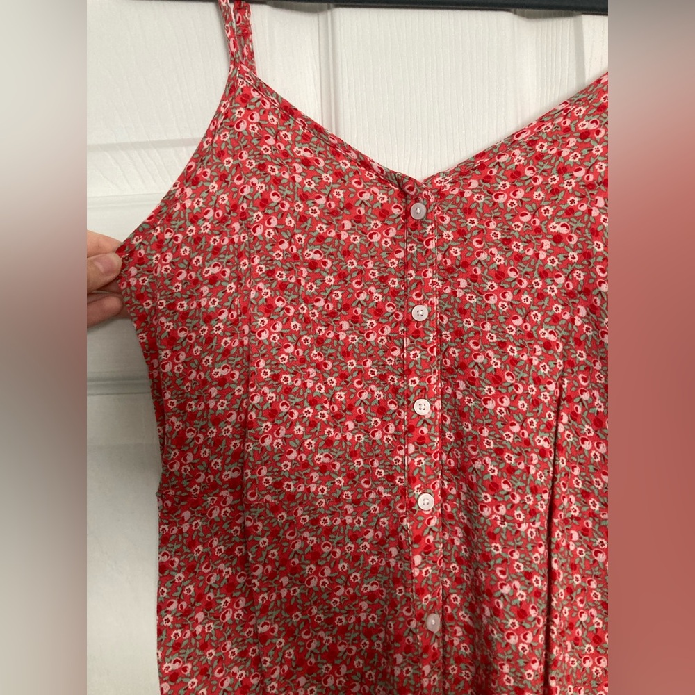 Aerie Red Floral Midi Dress